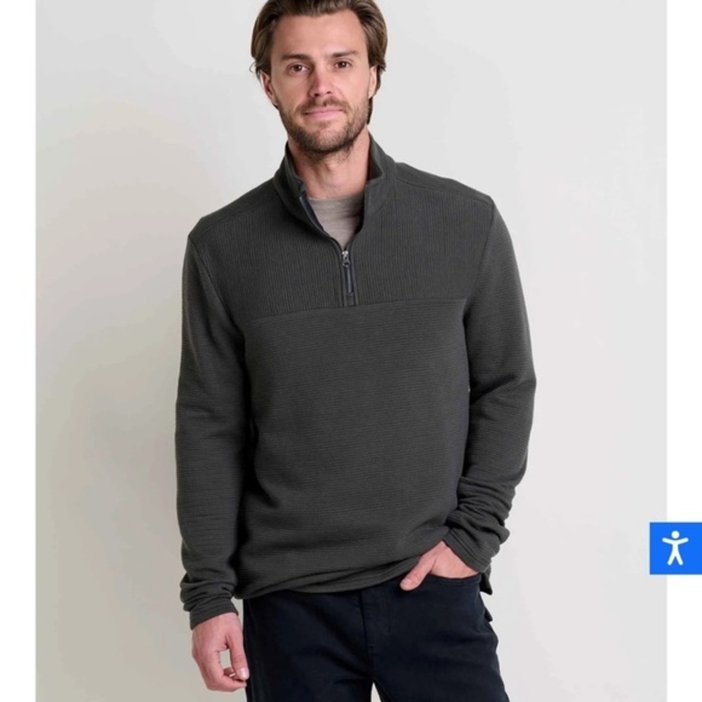Horny Toad Sz medium M Men's Black Sweater quarter zip pullover moonwake